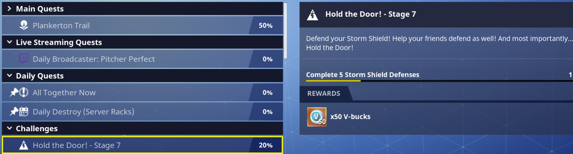 Side Quests rewards V-Bucks